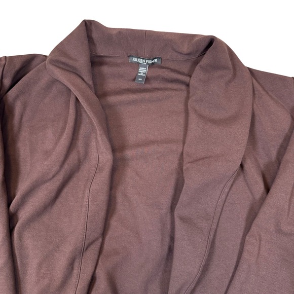Eileen Fisher Sweaters - Eileen Fisher Brown Tencel Lyocell Blend Open Front Cardigan Shawl Collar S/P‎